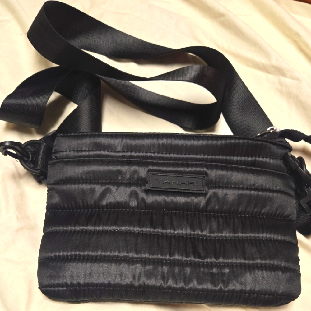 Tahari Black Quilted Crossbody Bag